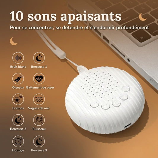 Veilleuse Bébé Bruit Blanc Rechargeable USB 10 Sons Apaisants Volume Réglable — LumiNid