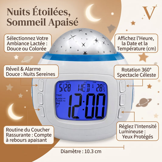 Veilleuse projecteur ciel étoilé réveil thermomètre – StarClock