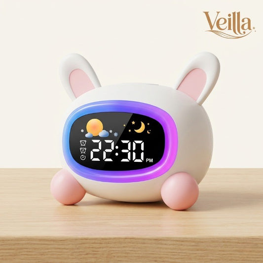 Veilleuse enfant Réveil Apprentissage Sommeil Enfant – Alarme Douce, 7 Sons & Veilleuse Colorée – PetitOurs