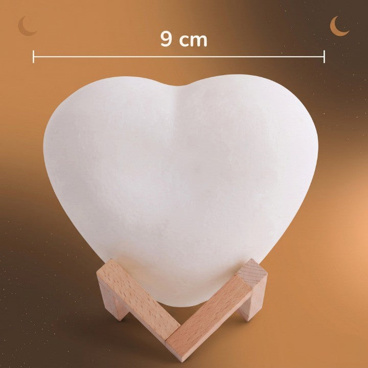 Veilleuse bébé cœur rechargeable – 16 couleurs, télécommande & socle bois – CœurLumière