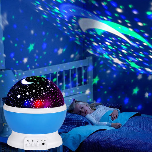 Veilleuse enfant projecteur étoiles lune rotative – 8 modes de couleurs – ÉtoileMagique