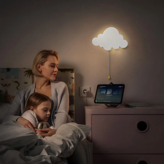 Veilleuse bébé nuage mural suspendu – Lumière chaude & design féerique chambre – NuageFlottant