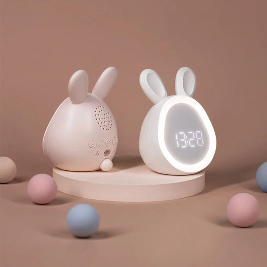 Veilleuse enfant rechargeable réveil lapin – Affichage digital & activation vocale – LapinLune