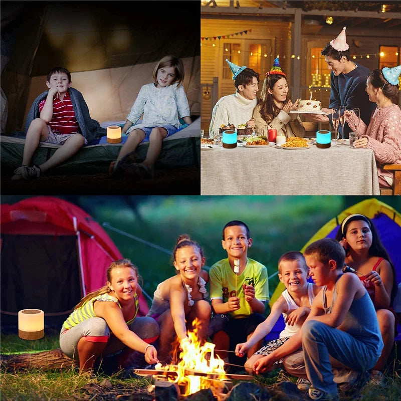 Veilleuse bébé tactile bois rechargeable – 13 couleurs, télécommande & minuterie – ChaleurBois