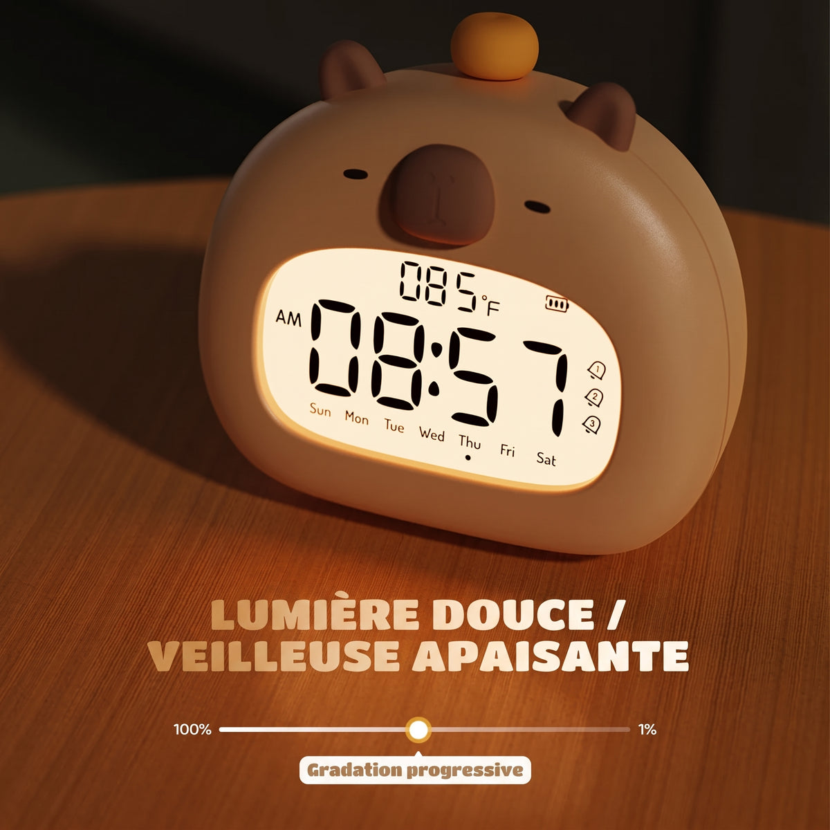 Veilleuse enfant capybara réveil tactile rechargeable – ChronoCapy