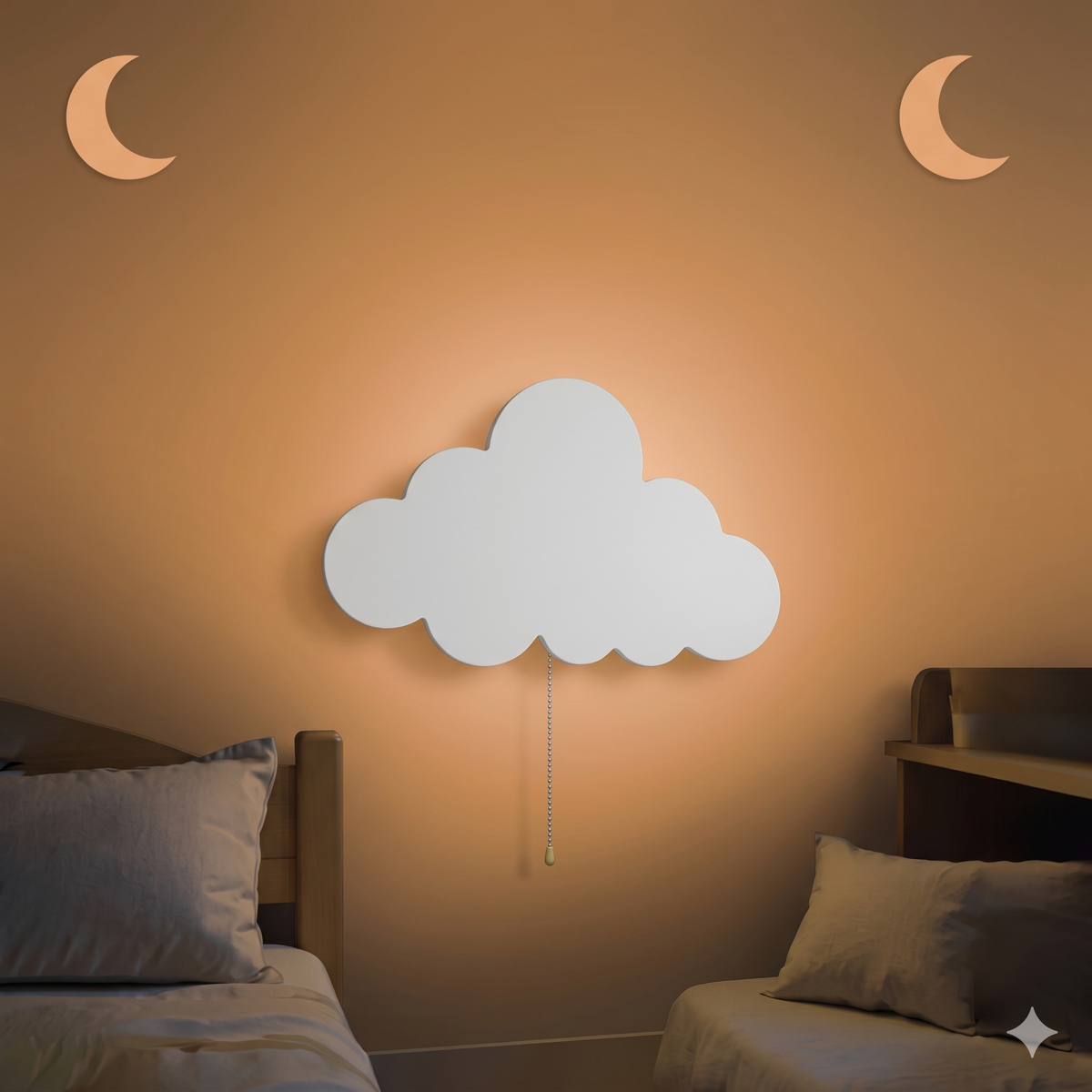 Veilleuse bébé nuage mural suspendu – Lumière chaude & design féerique chambre – NuageFlottant