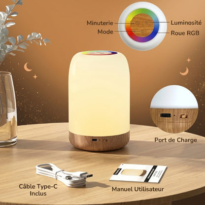 Veilleuse bébé tactile bois lumière chaude – LueurBois