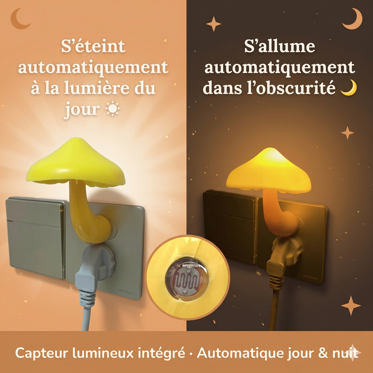 Veilleuse bébé prise champignon capteur automatique – ChampignonNuit