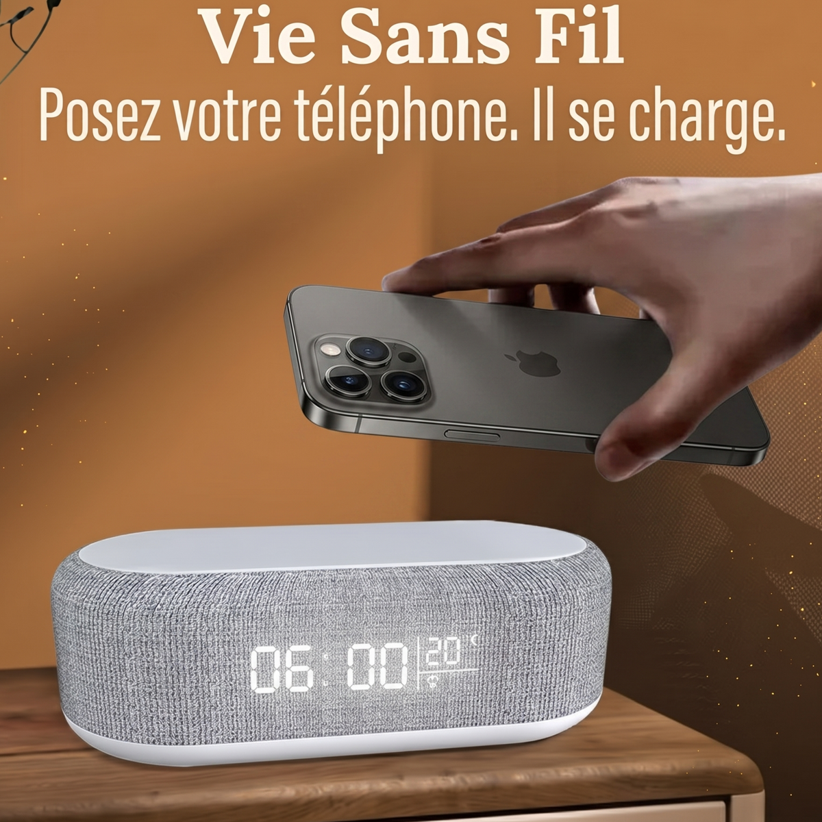 Veilleuse adulte réveil chargeur sans fil – ChargéNuit