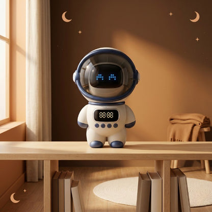 Veilleuse Robot Astronaute IA Conversationnel, Horloge Alarme Bluetooth Wi-Fi, Compagnon Bureau – AstroBot