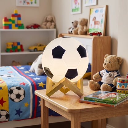 Veilleuse bébé football bois lumière chaude – BalleNuit