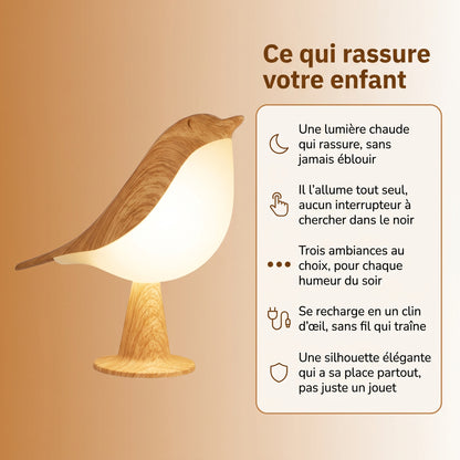 Veilleuse tactile oiseau LED rechargeable – PlumeBois