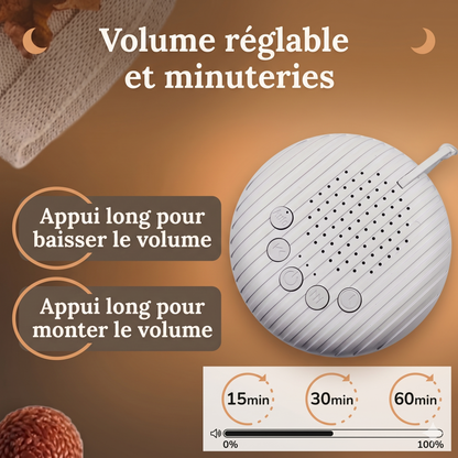 Veilleuse Bébé Bruit Blanc Rechargeable USB 10 Sons Apaisants Volume Réglable — LumiNid