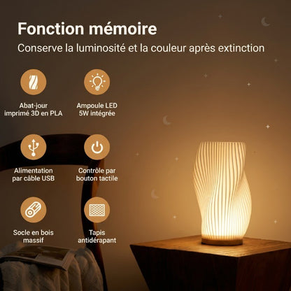 Veilleuse Adulte LED tactile 3 couleurs dimmable 20 cm – Anwar
