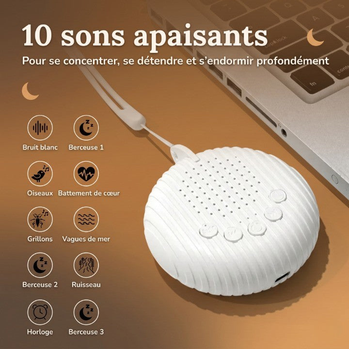 Veilleuse Bébé Bruit Blanc Rechargeable USB 10 Sons Apaisants Volume Réglable — LumiNid