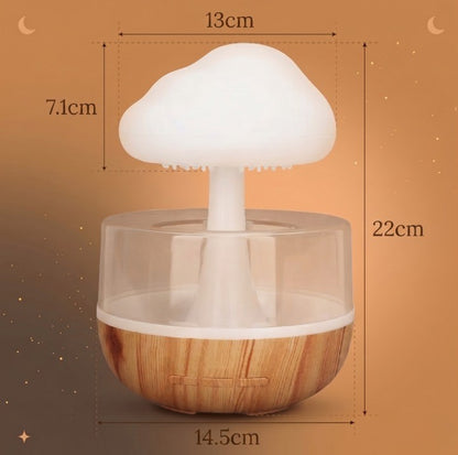Veilleuse LED humidificateur nuage pluie – 3 niveaux luminosité, aromathérapie & batterie 1500mAh – RainCloud