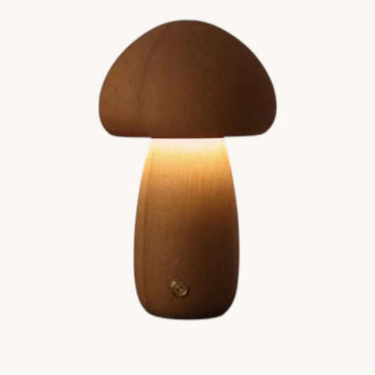 Veilleuse Enfant Champignon Bois Tactile Dimmable Rechargeable USB — LumièreForêt