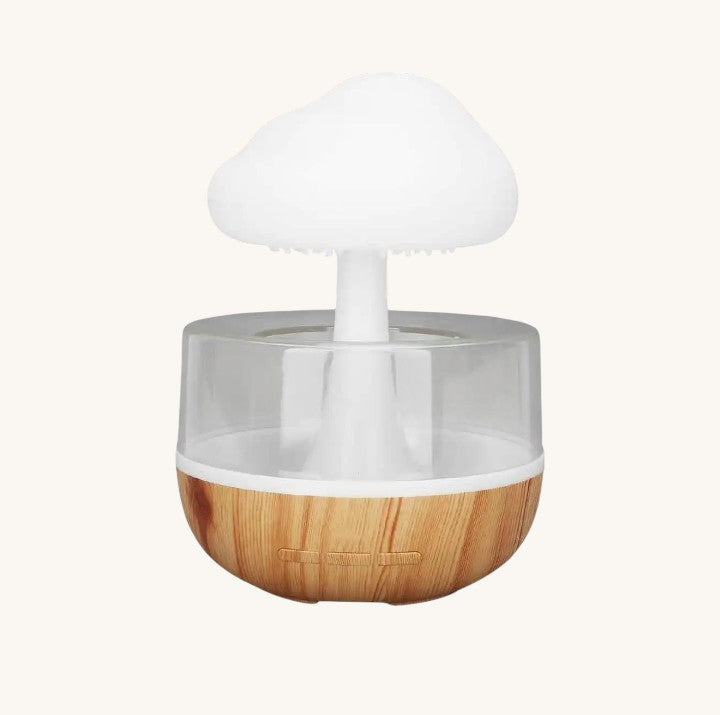 Veilleuse LED humidificateur nuage pluie – 3 niveaux luminosité, aromathérapie & batterie 1500mAh – RainCloud