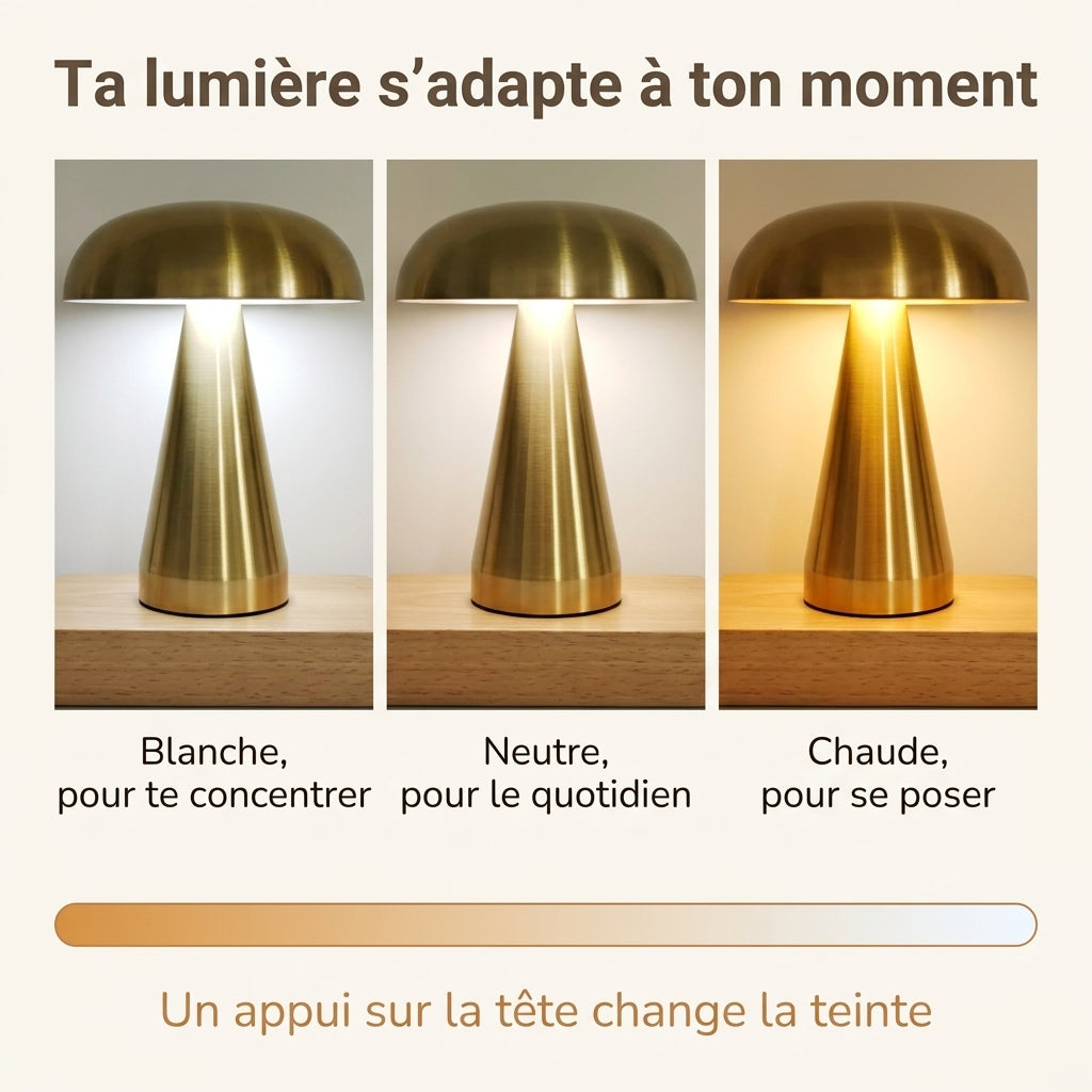 Veilleuse adulte champignon vintage métal rechargeable – ChampiAmbre
