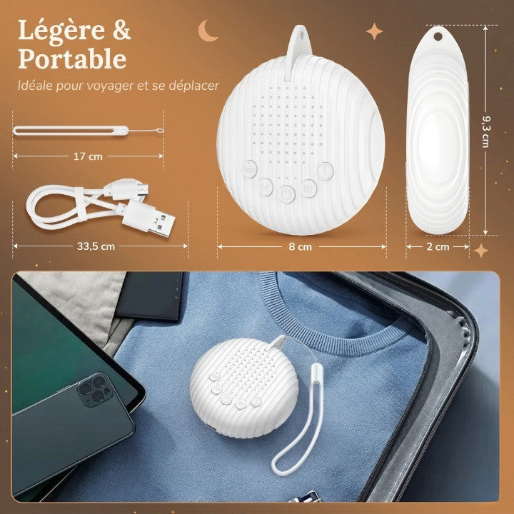 Veilleuse Bébé Bruit Blanc Rechargeable USB 10 Sons Apaisants Volume Réglable — LumiNid