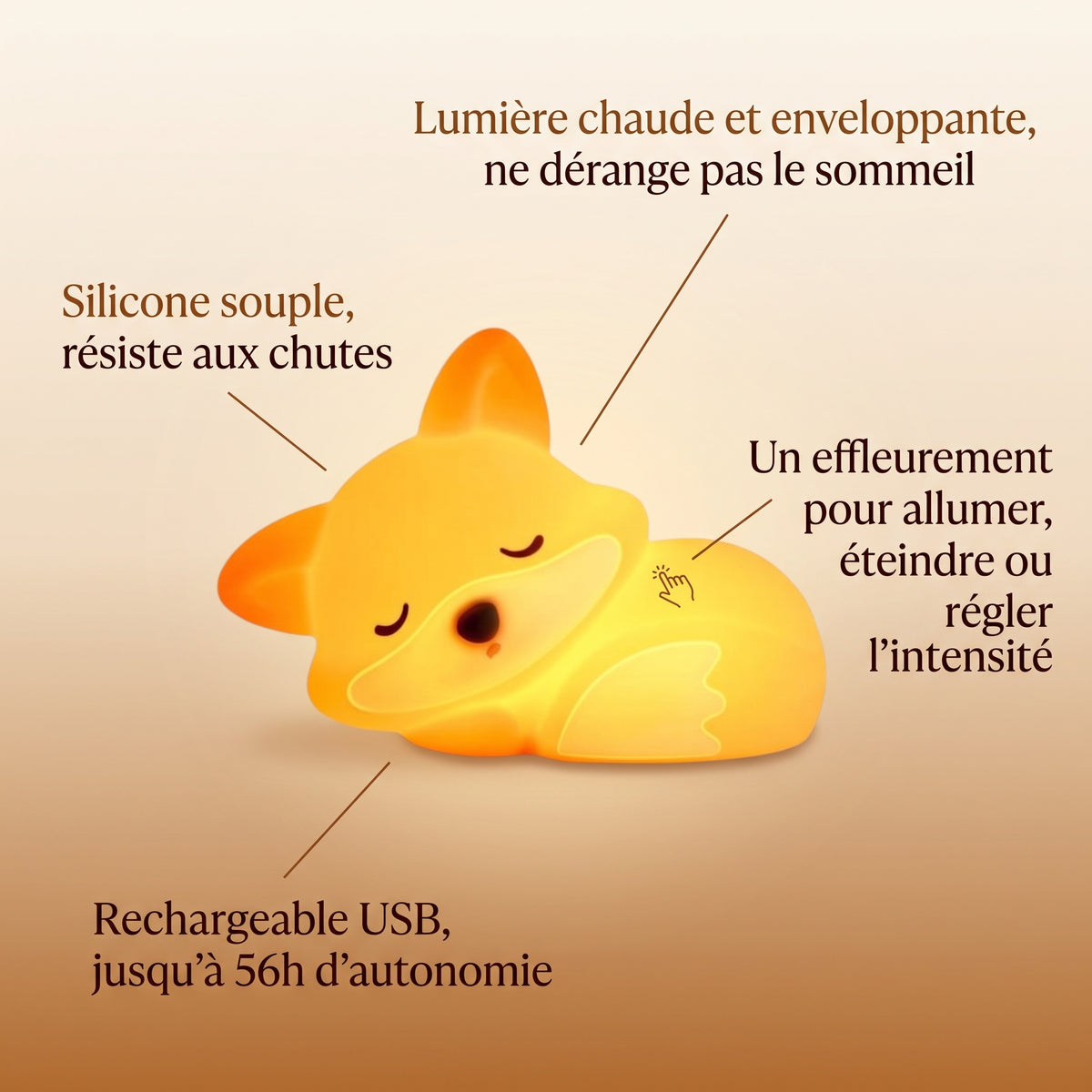 Veilleuse enfant renard silicone rechargeable – RenardDoux