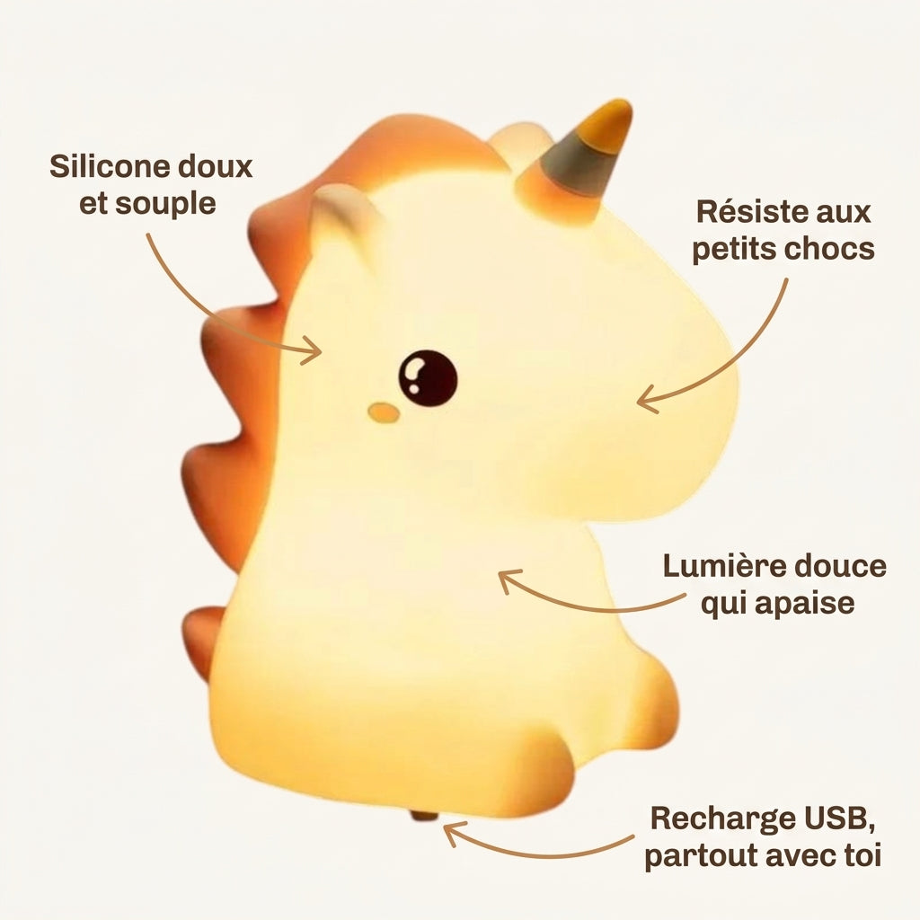 Veilleuse bébé tactile silicone licorne rechargeable – LicorneDouce