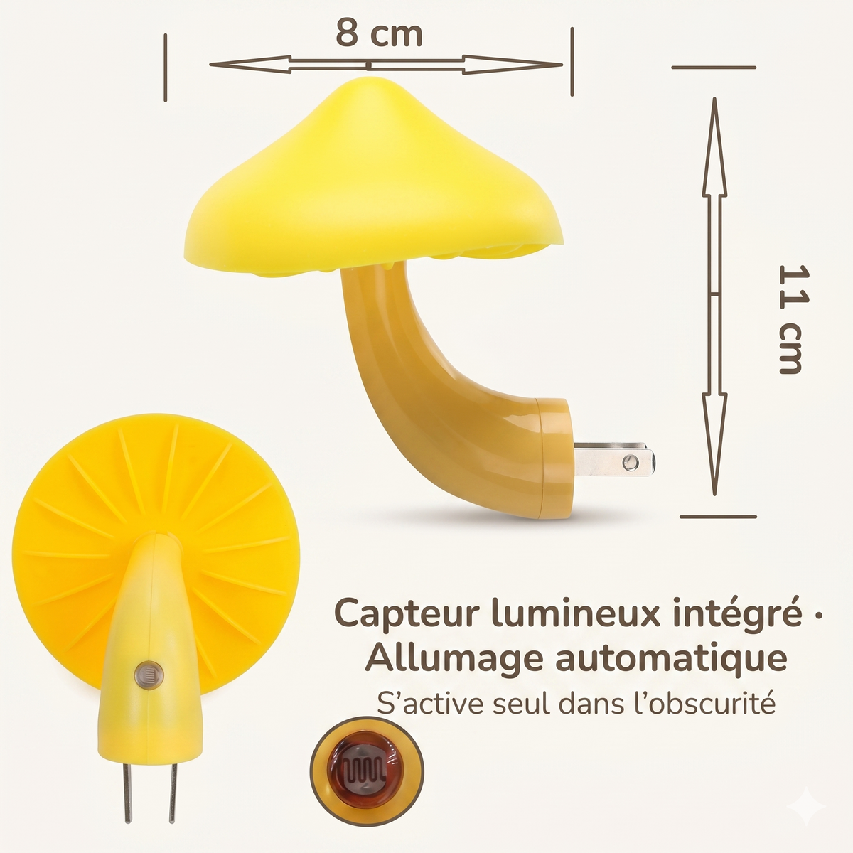 Veilleuse bébé prise champignon capteur automatique – ChampignonNuit