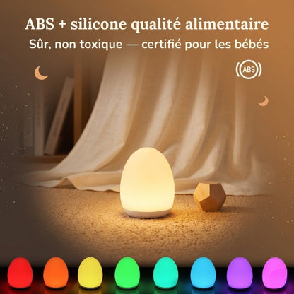 Veilleuse Bébé LED 7 Couleurs Tactile Dimmable Rechargeable USB Télécommande — LunaŒuf