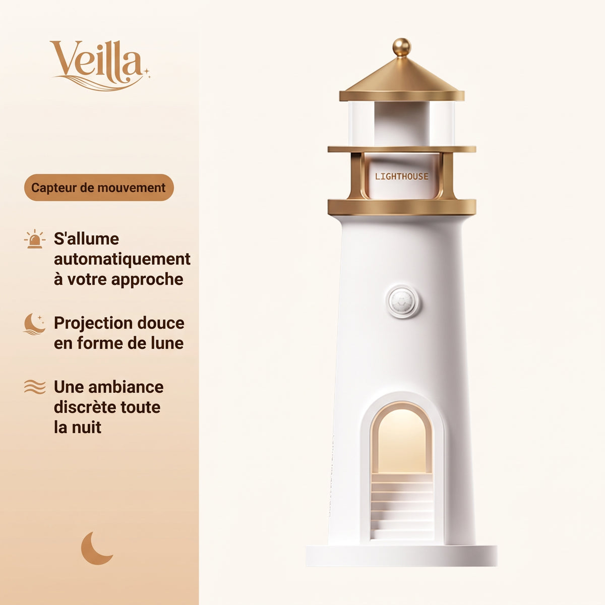Veilleuse LED Phare Projecteur Lune Bruit Blanc — FanarLune