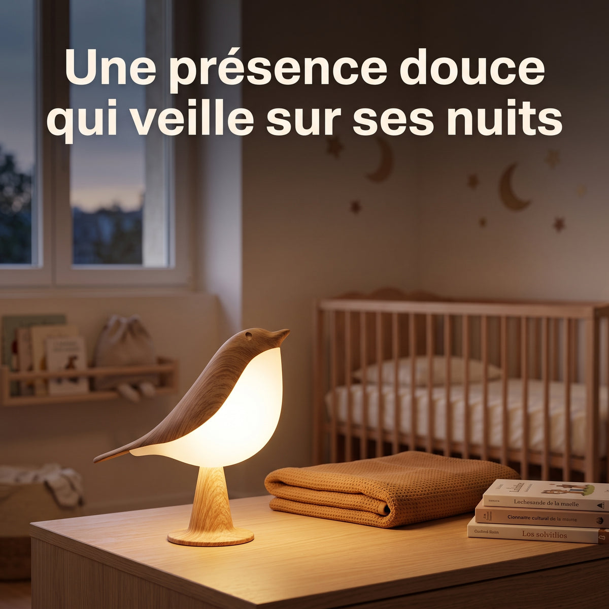 Veilleuse tactile oiseau LED rechargeable – PlumeBois