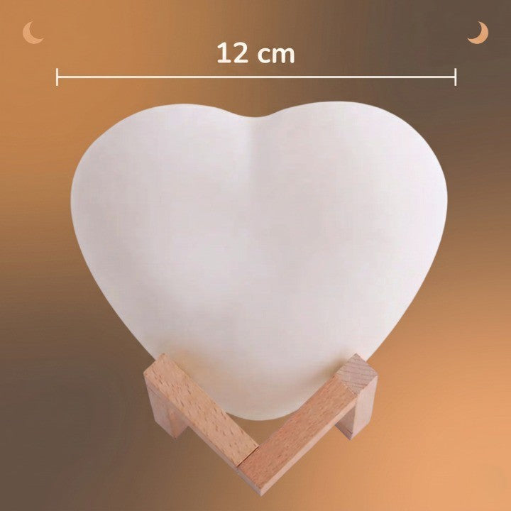 Veilleuse bébé cœur rechargeable – 16 couleurs, télécommande & socle bois – CœurLumière