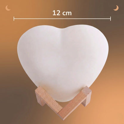 Veilleuse bébé cœur rechargeable – 16 couleurs, télécommande & socle bois – CœurLumière