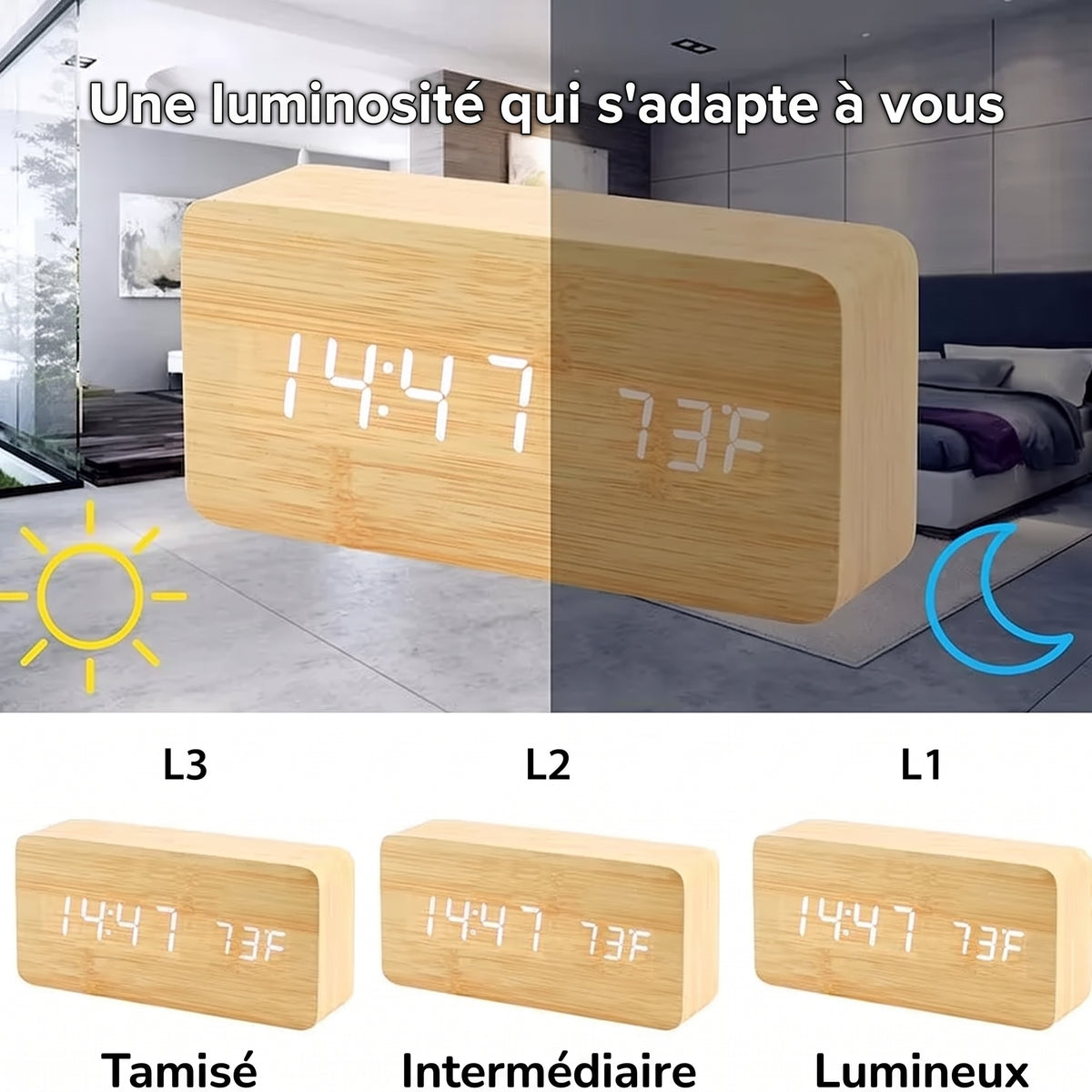 Veilleuse adulte réveil bois LED – ChronoBois