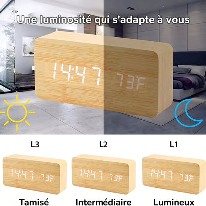 Veilleuse adulte réveil bois LED – ChronoBois
