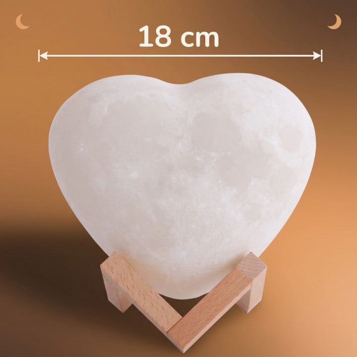 Veilleuse bébé cœur rechargeable – 16 couleurs, télécommande & socle bois – CœurLumière