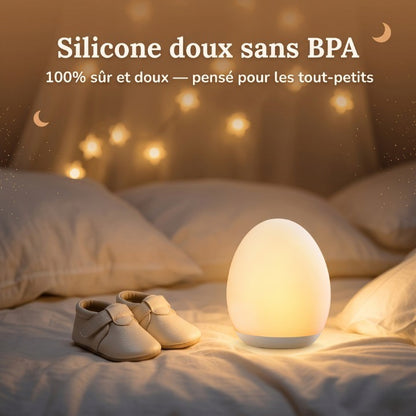 Veilleuse Bébé LED 7 Couleurs Tactile Dimmable Rechargeable USB Télécommande — LunaŒuf