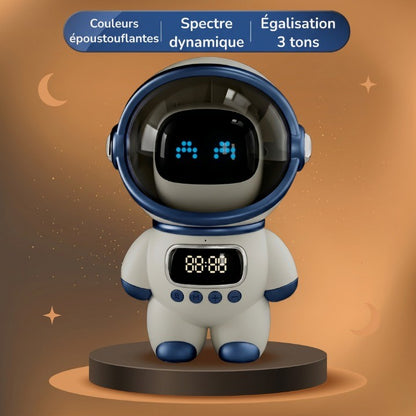 Veilleuse Robot Astronaute IA Conversationnel, Horloge Alarme Bluetooth Wi-Fi, Compagnon Bureau – AstroBot