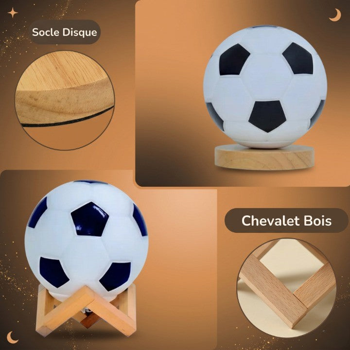 Veilleuse bébé football bois lumière chaude – BalleNuit