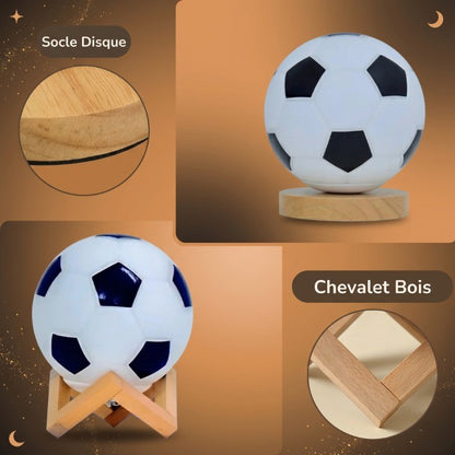 Veilleuse bébé football bois lumière chaude – BalleNuit