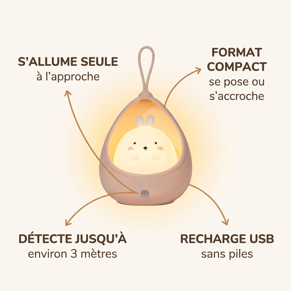 Veilleuse enfant animaux capteur de mouvement rechargeable – CaliNuit