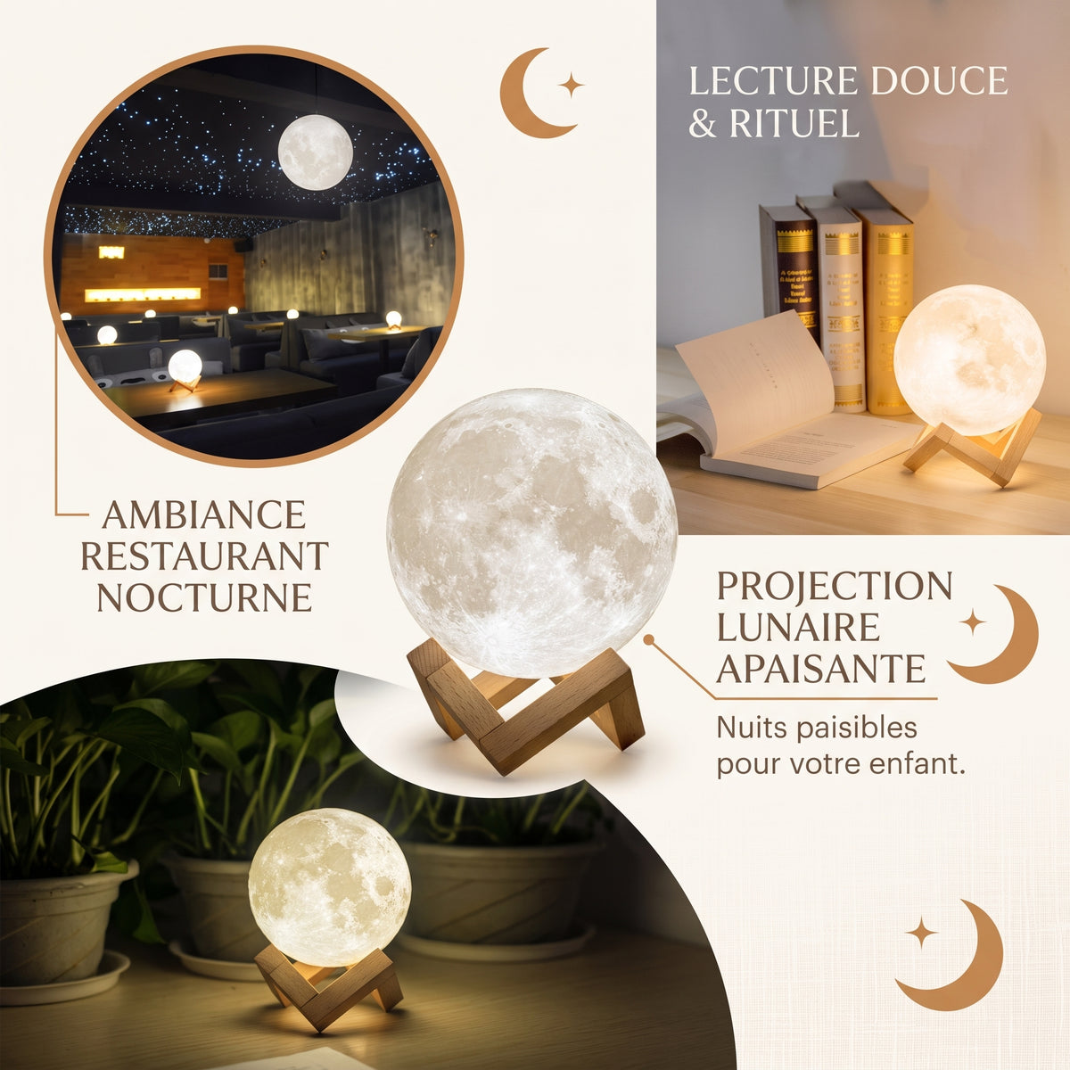 Veilleuse lune 3D rechargeable 16 couleurs – MoonLumina