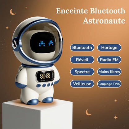 Veilleuse Robot Astronaute IA Conversationnel, Horloge Alarme Bluetooth Wi-Fi, Compagnon Bureau – AstroBot