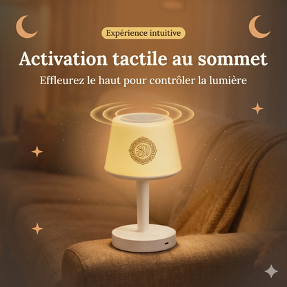Veilleuse coranique Bluetooth rechargeable – 114 sourates, 16 récitants & télécommande – NourCoran