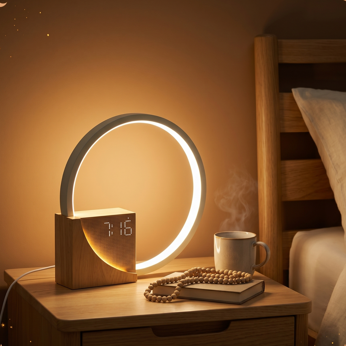 Veilleuse Adulte Lampe Bureau Réveil Bruit Blanc 10 Sons Tactile Dimmable — CercleNuit