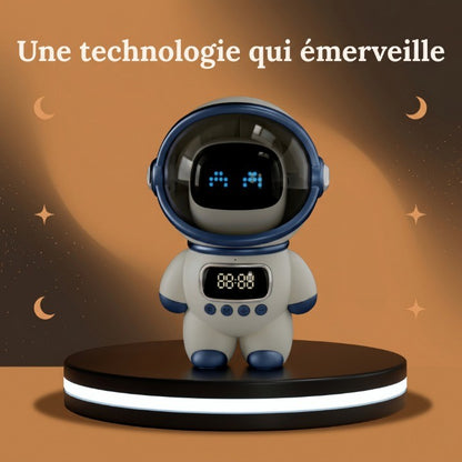 Veilleuse Robot Astronaute IA Conversationnel, Horloge Alarme Bluetooth Wi-Fi, Compagnon Bureau – AstroBot