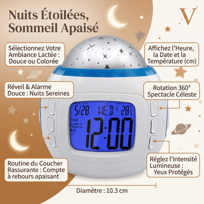 Veilleuse projecteur ciel étoilé réveil thermomètre – StarClock
