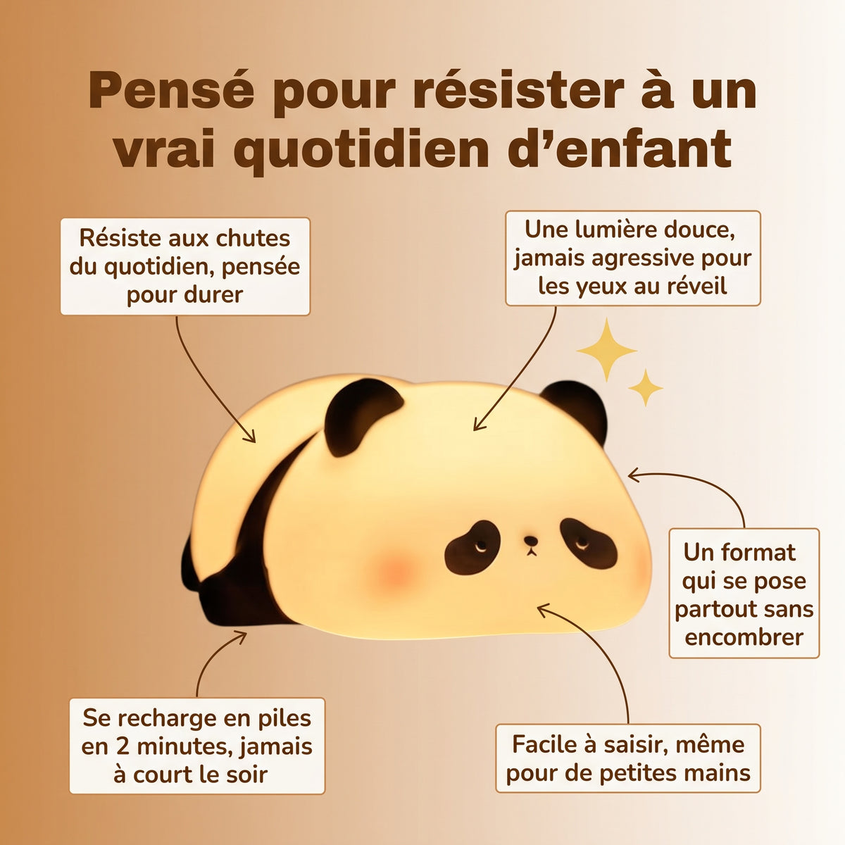 Veilleuse enfant panda vinyle lumière chaude – PandaDoux