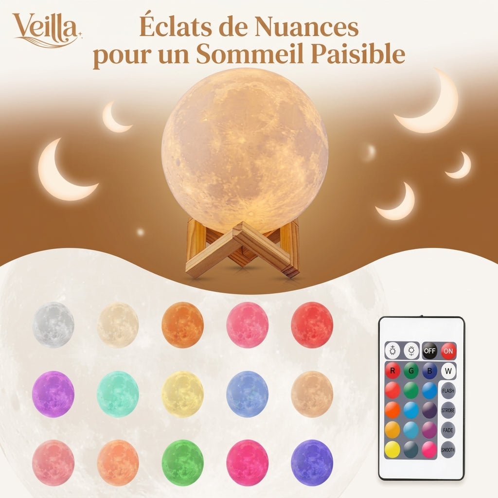Veilleuse lune 3D rechargeable 16 couleurs – MoonLumina