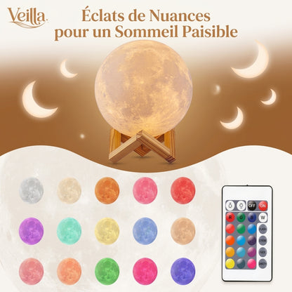 Veilleuse lune 3D rechargeable 16 couleurs – MoonLumina