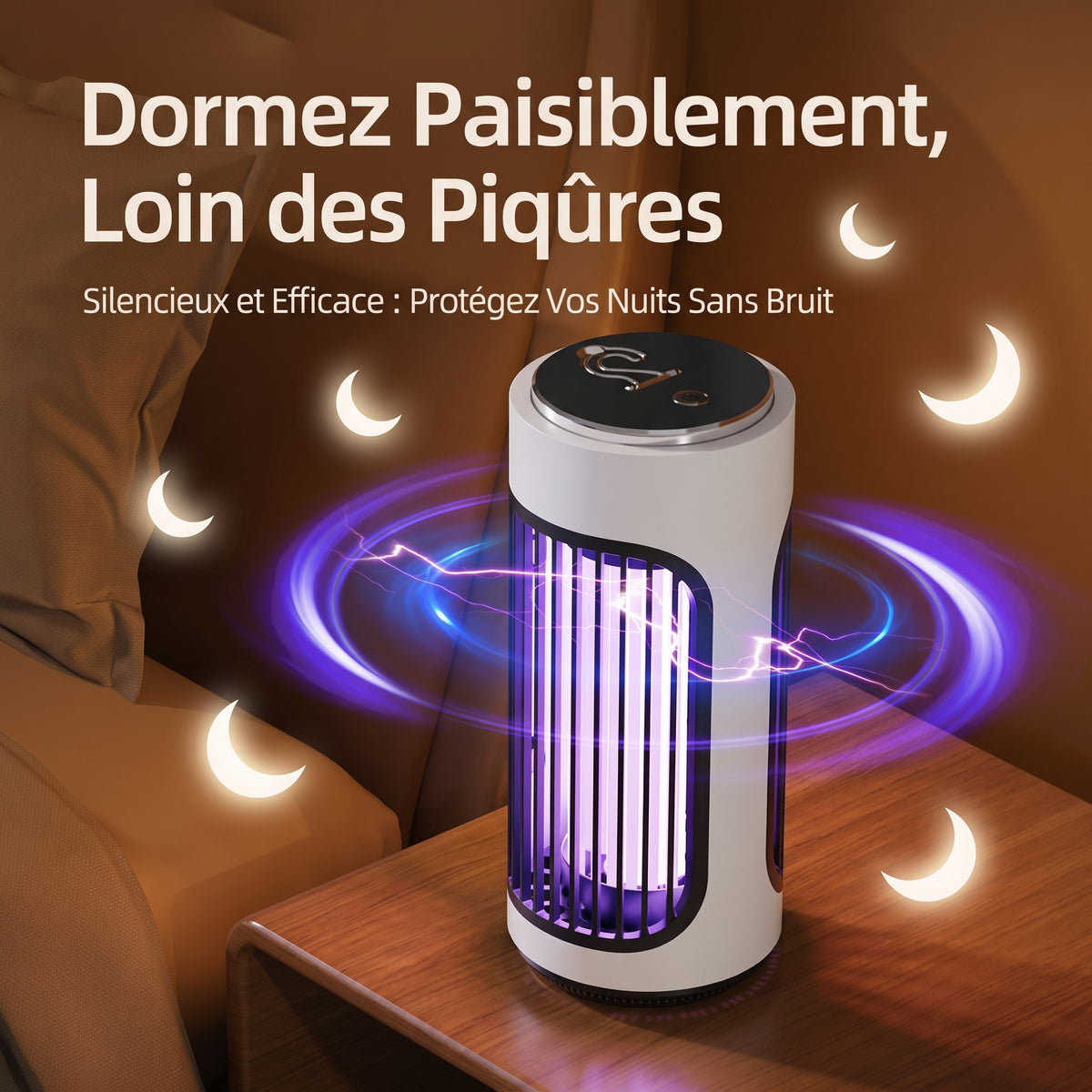 Veilleuse Anti-Moustique UV Rechargeable USB – Piège Silencieux 360° & Éclairage Doux – BugNight